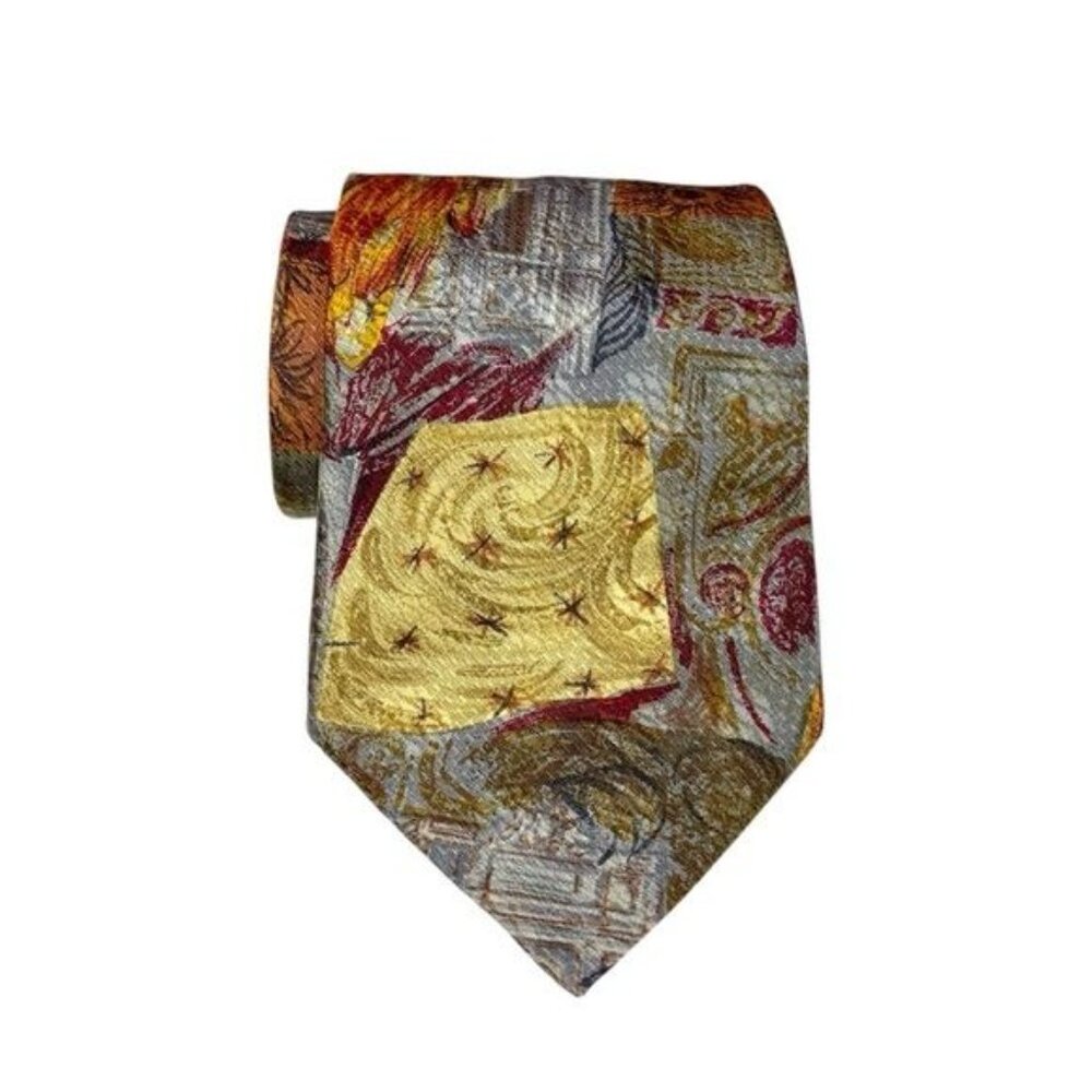 ERMENEGILDO ZEGNA Vintage 100% Silk Tie in Retro Print